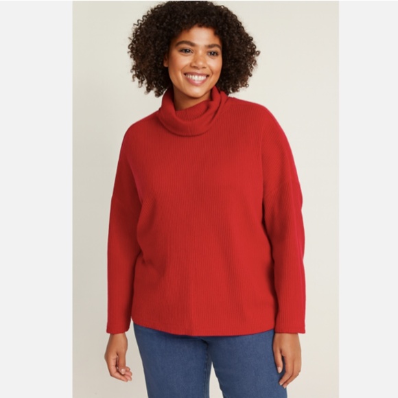 Old Navy Womens Cowl Neck Pullover Red Knit Sweater Oversized Plus Size XXL - Picture 1 of 6